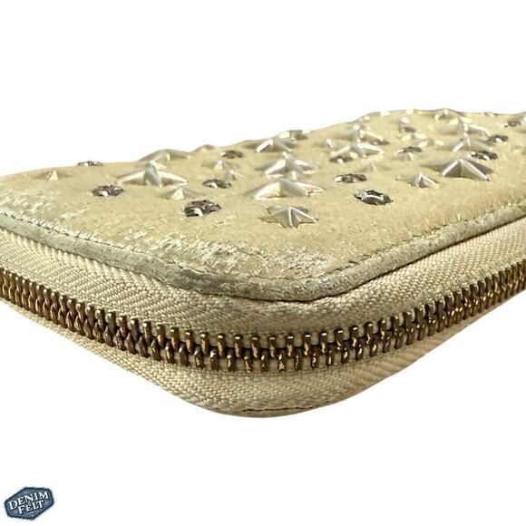 Jimmy Choo Metallic Star-Studded Zip-Around Long Wallet Leather, Made in Italy - Picture 3 of 13